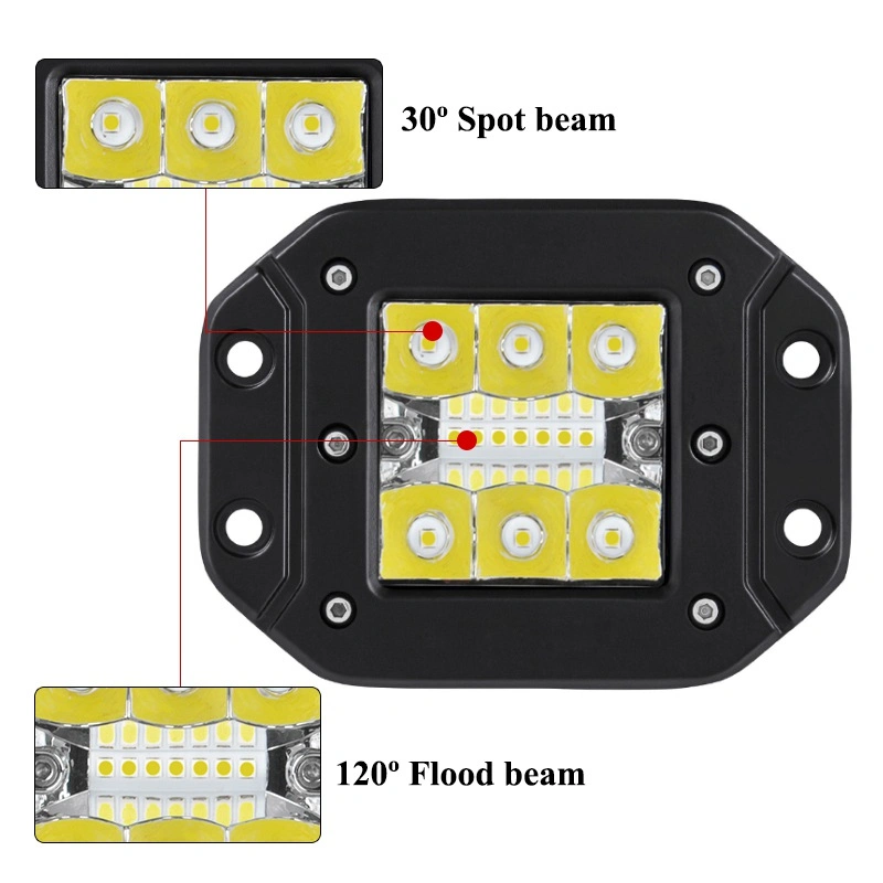 5" Car Square Flush Mount Pods 39W Offroad LED Rear Bumper Fog Work Driving Light for 4X4 ATV UTV