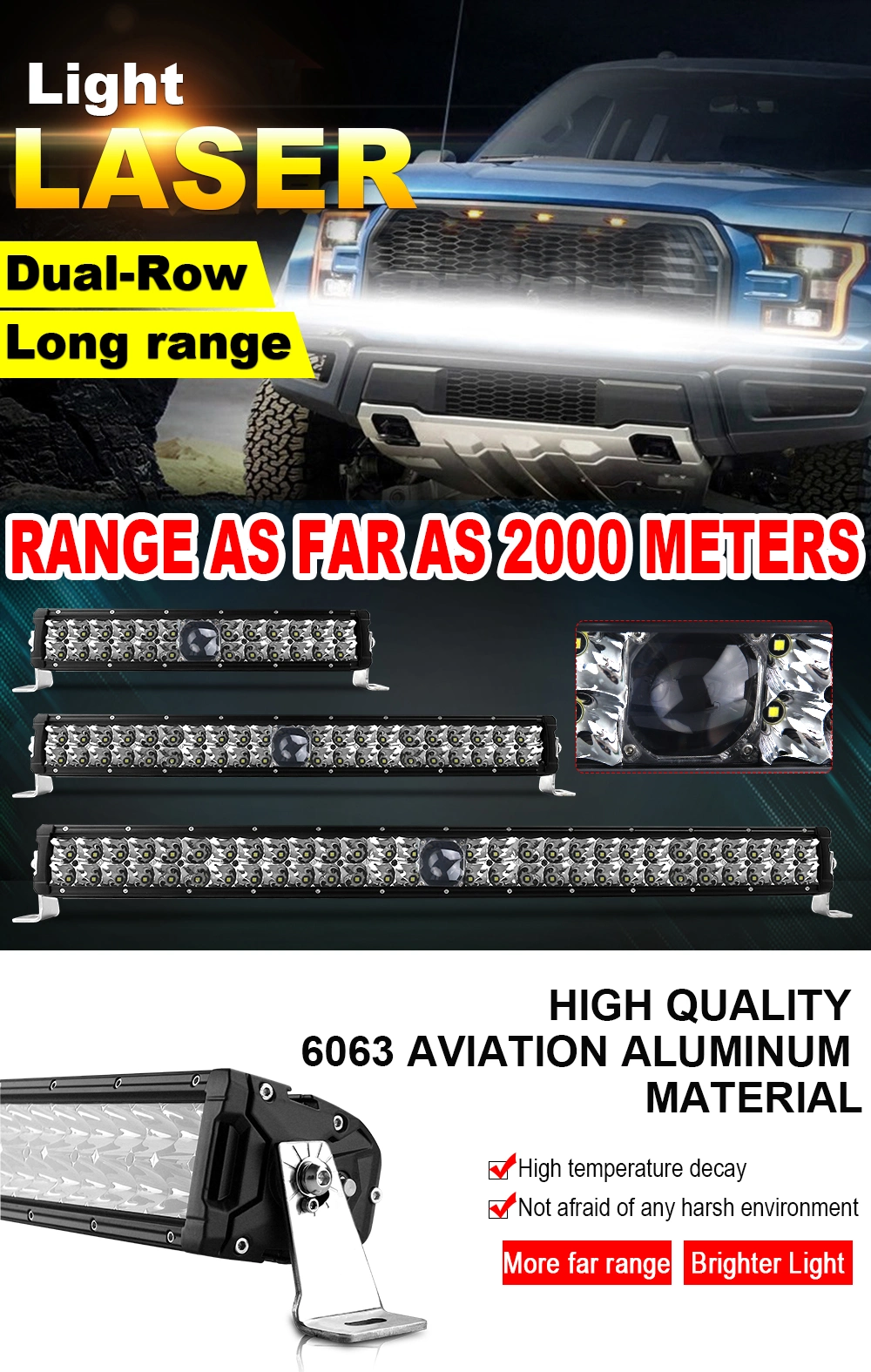 1000m Lighting Super Bright Driving 22 Inch Barra LED Bar 2 Rows Offroad Truck 4X4 Laser LED Light Bar