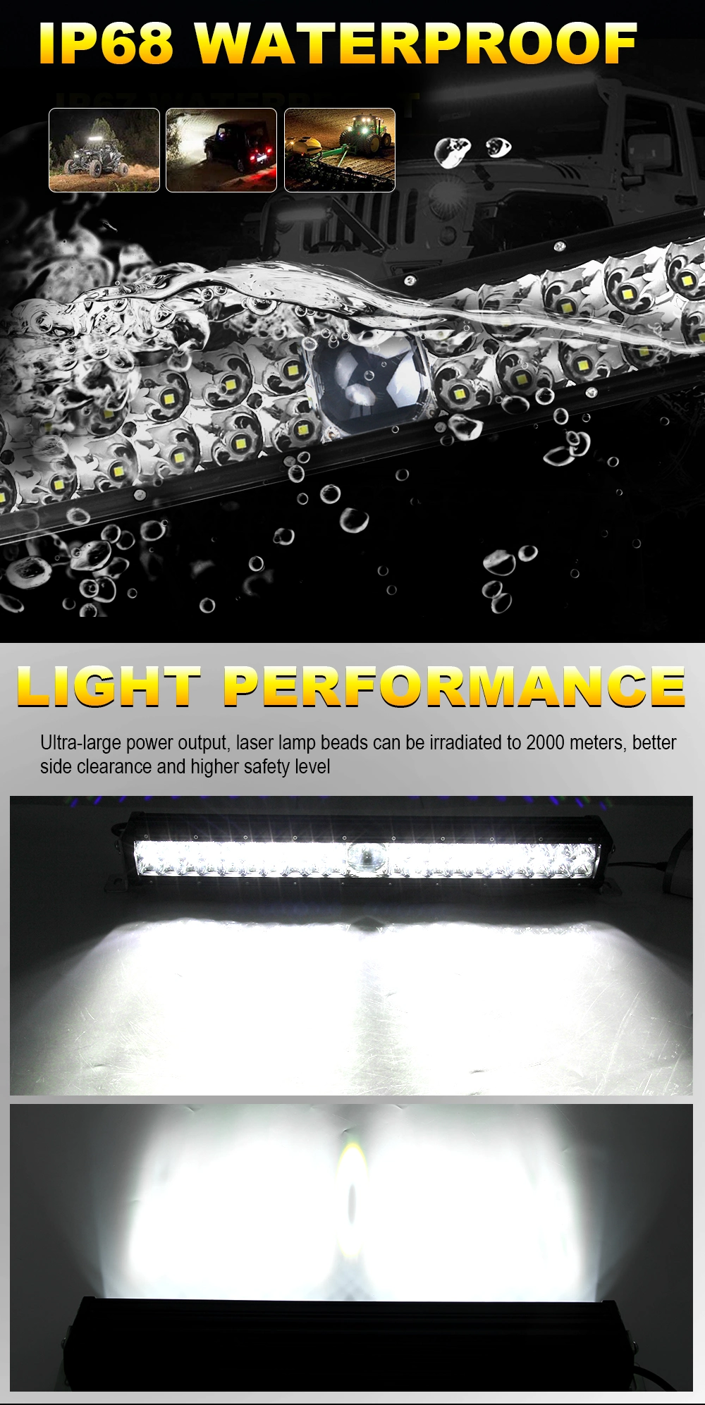 2020 New Super Bright 2000m Driving Beam Light 14" 22inch 32" 42" 50" 12V Truck Offroad LED Laser Light Bar