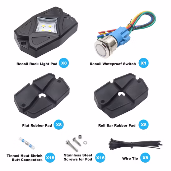 Edge Rlw-6 IP68 impermeable blanco LED Rock Lights 6 Pods, Under-Glow White LED Light para coche, camión, ATV, UTV, SUV, todoterreno, barco, motocicleta, vehículo, debajo del cuerpo Glo