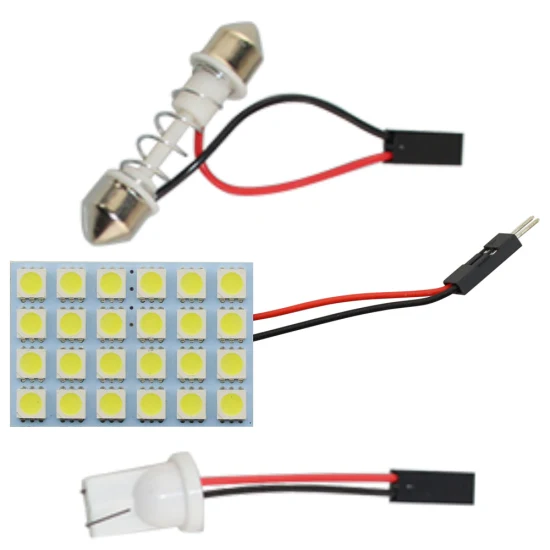 12V Festoon 5050 48SMD Coche LED Panel de luz interior C5w W5w T10 Techo de coche LED Domo Bombilla Luz interior de coche